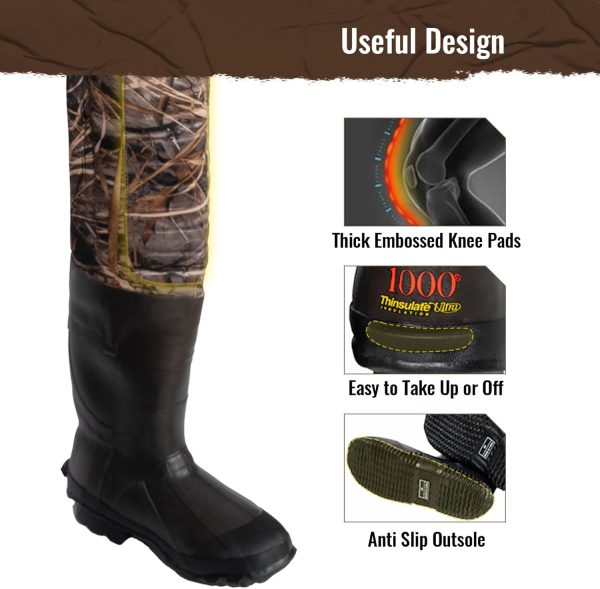 8 Fans Hunting Waders with 1000G Insulation Rubber Boots, Neoprene Chest Wader, Waterproof Bootfoot Waders for Men & Women - Image 2