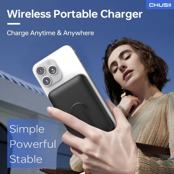 for Magsafe Portable Charger, 12000mAh Wireless Magnetic Power Bank with Stand and USB C in/Out Fast Charging, for Magsafe Battery Pack Compatible with iPhone 15/14/13/12 Pro/Pro Max Series-Black - Image 4